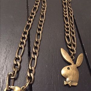 Designer Elongated Necklace with Playboy Pendant
